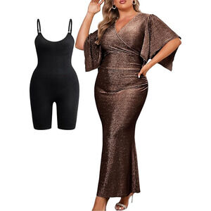 Women's Sparkle Sequin Formal Cocktail Holiday Dress Glitter Luxe Coquette 1X